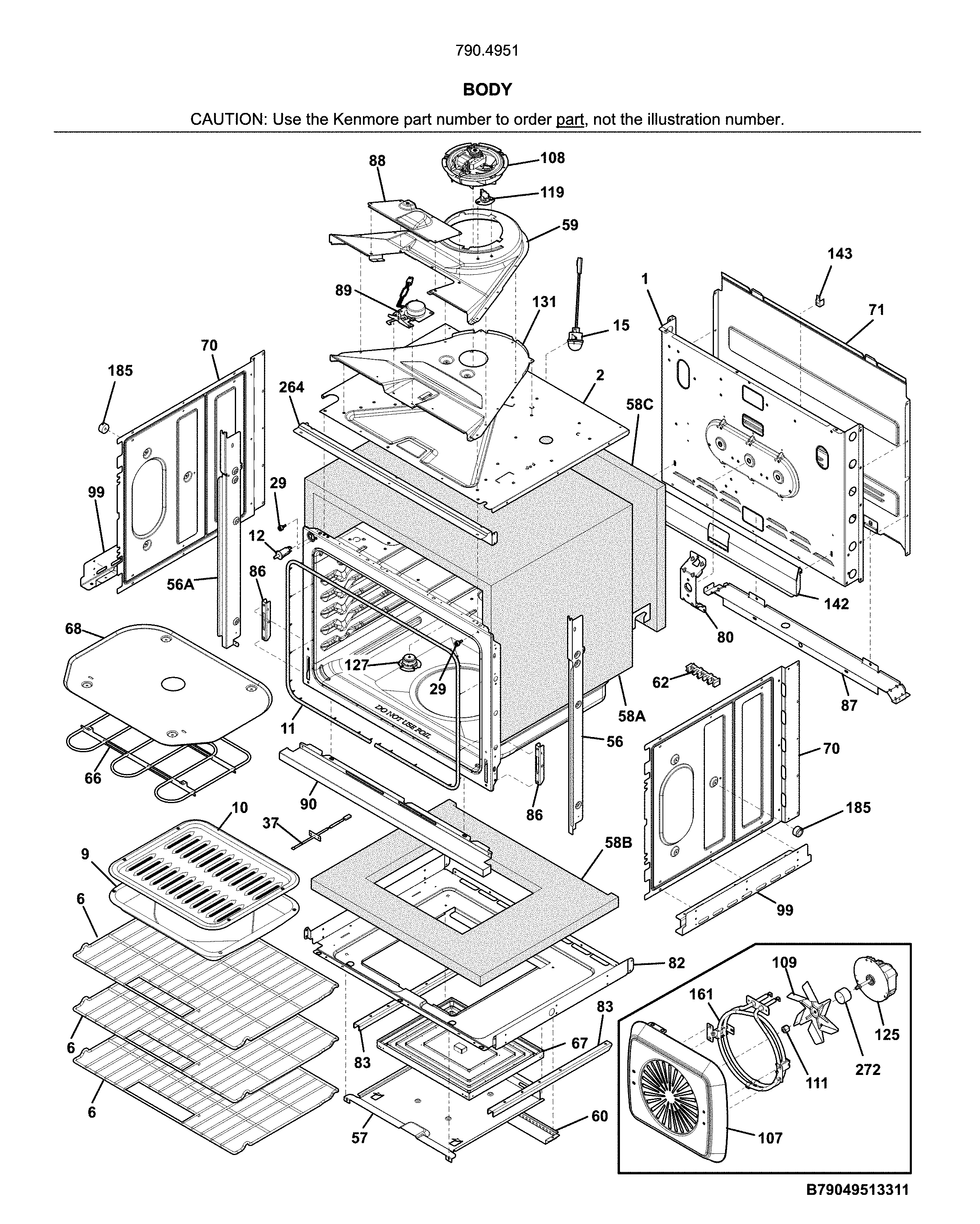 Kenmore 79049519312 body diagram