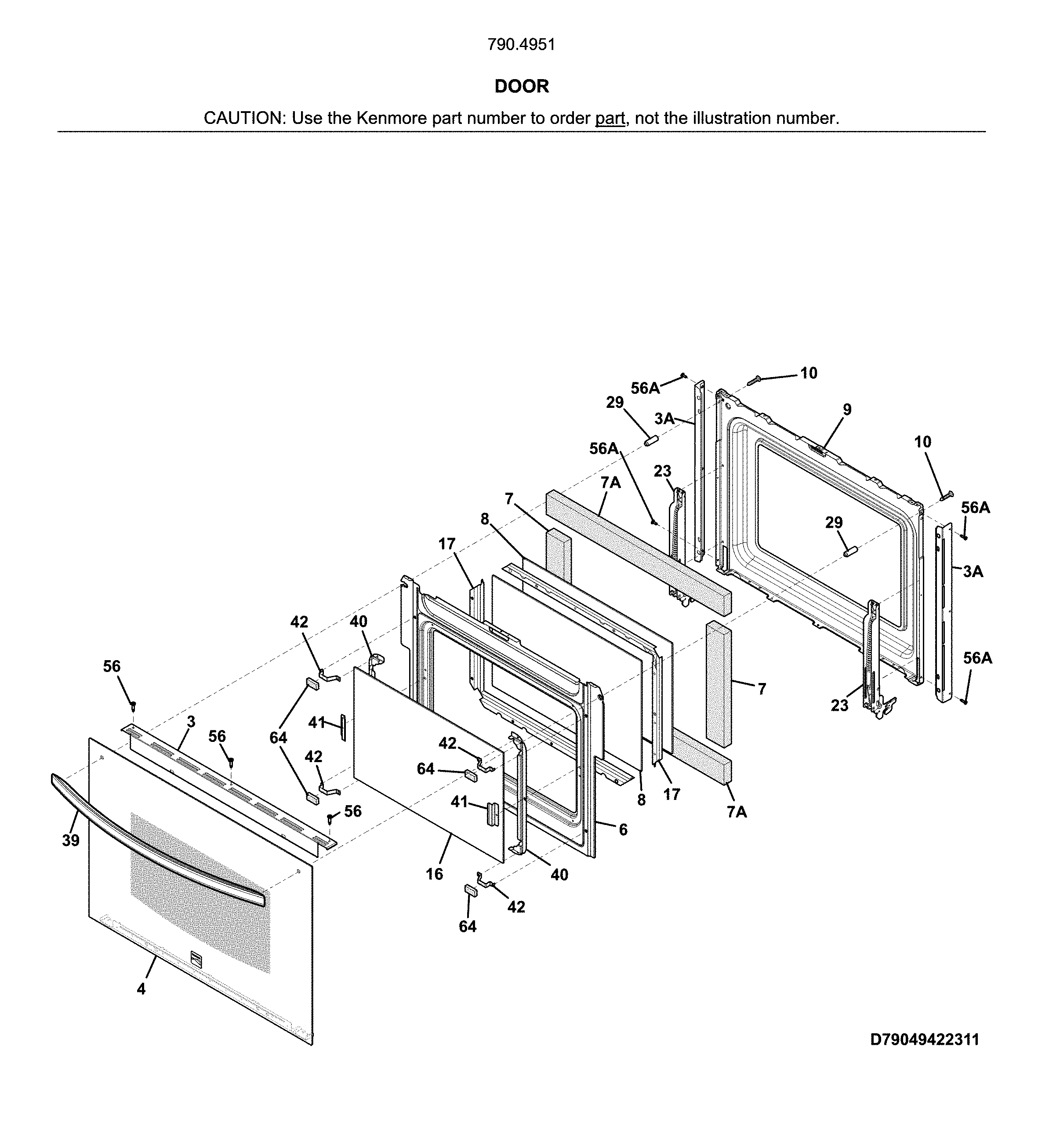 Kenmore 79049519312 door diagram
