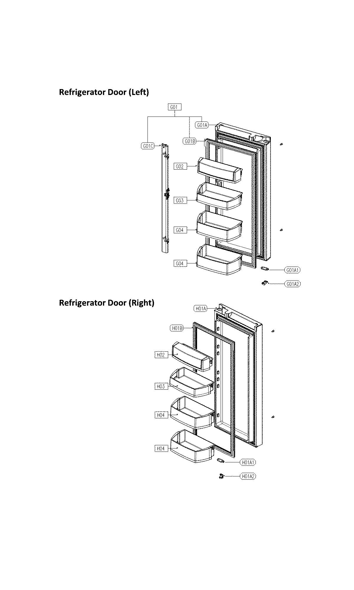 Kenmore 11173022710 refrigerator door diagram