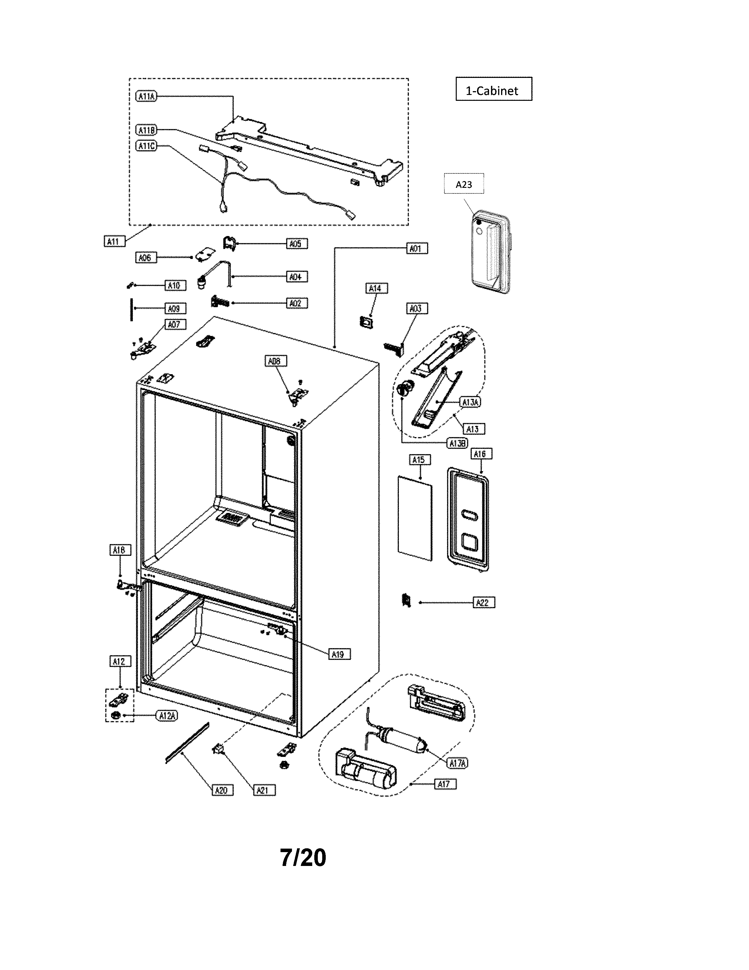 Kenmore 11175505020 cabinet diagram