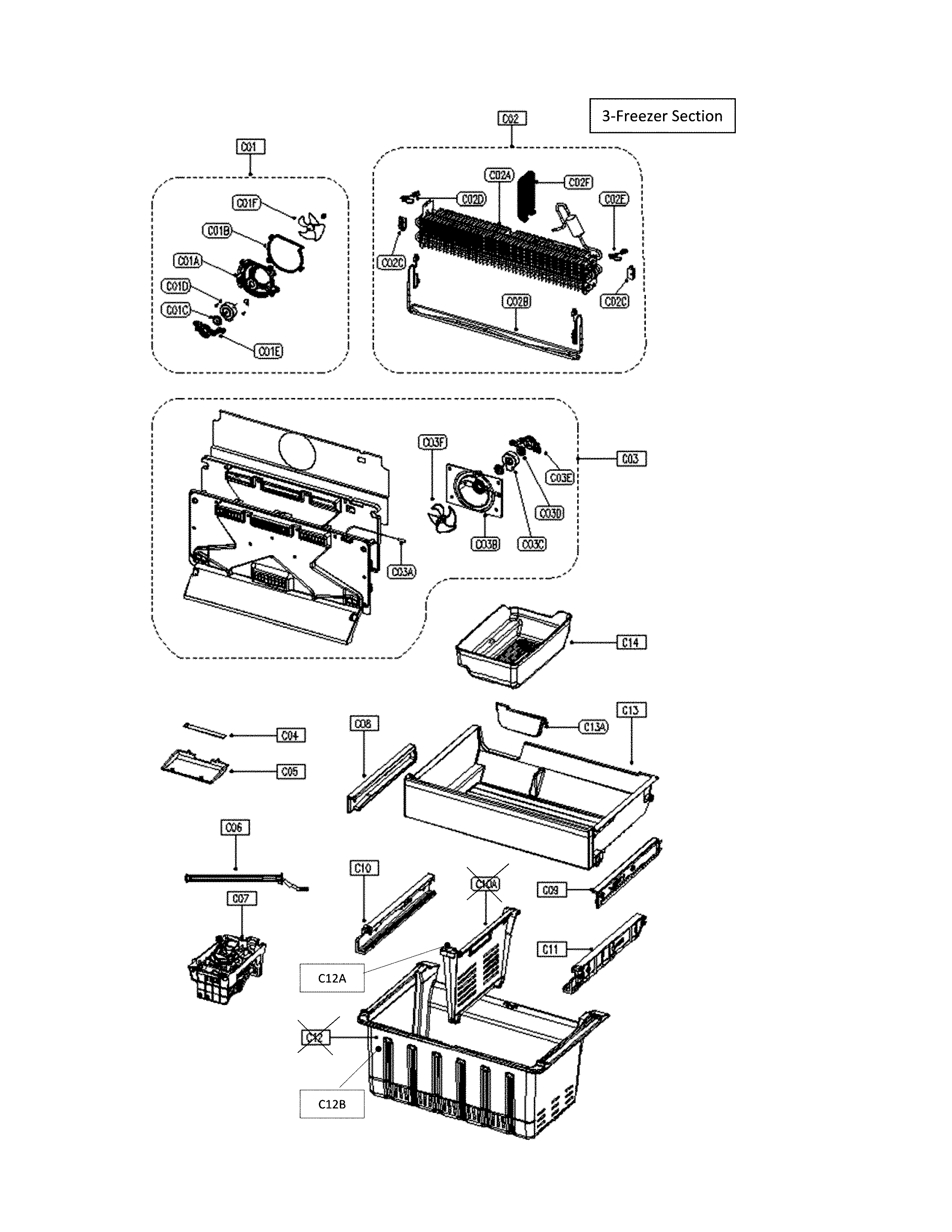 Kenmore 11175505020 freezer section diagram