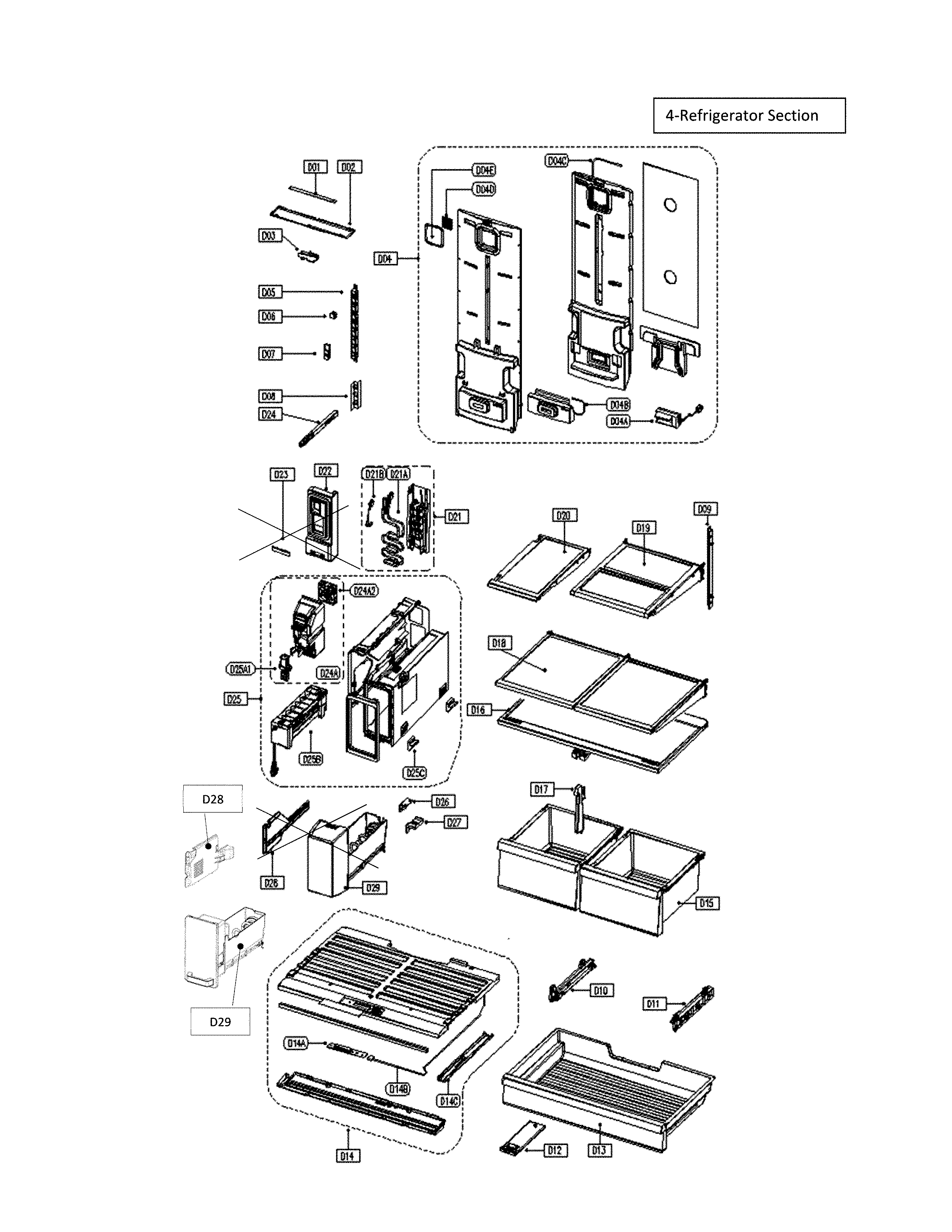Kenmore 11175505020 refrigerator section diagram