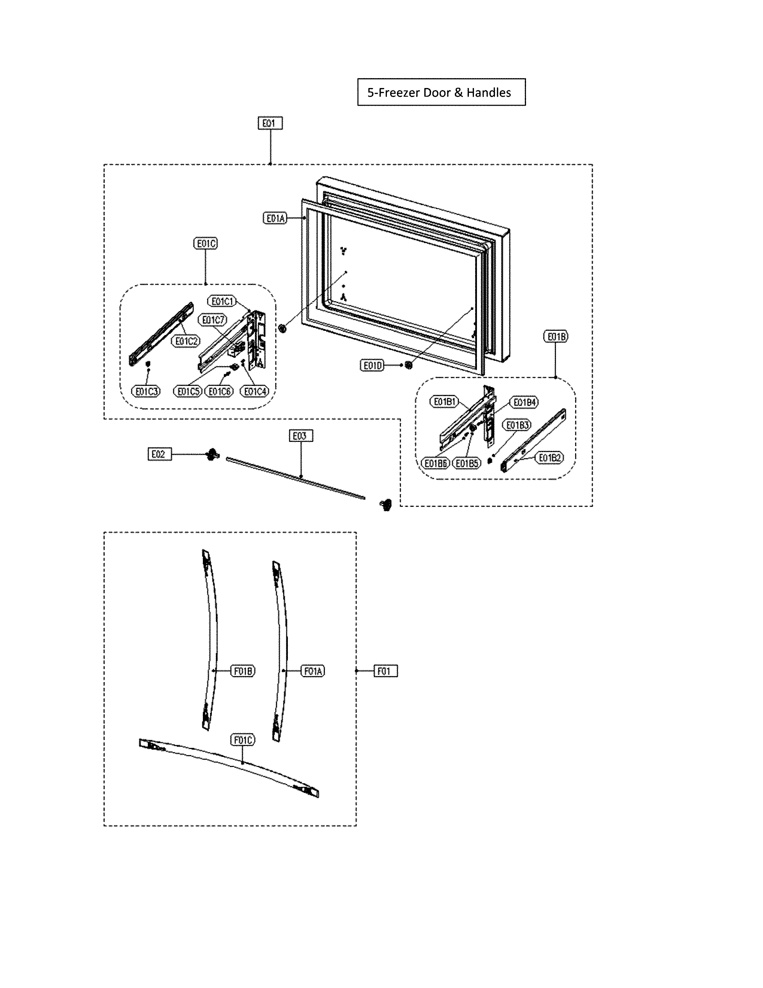 Kenmore 11175505020 freezer door & handles diagram