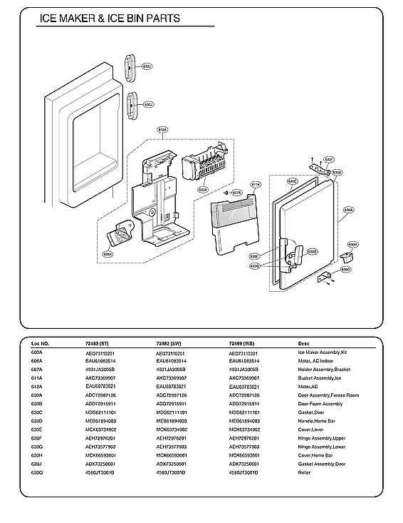 Kenmore Elite 79572482412 ice maker/ice bin parts diagram