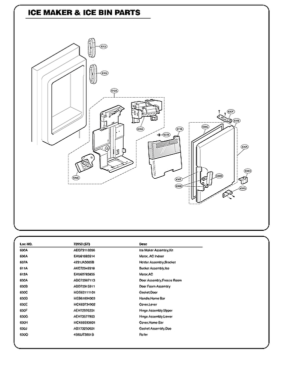 Kenmore Elite 79572053313 ice maker/ice bin parts diagram