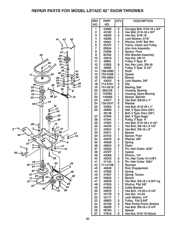 Agri-Fab LST42C frame/clutch/pulley diagram