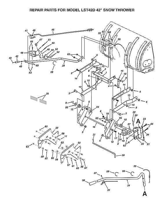 Agri-Fab LST42D lift shaft & handle/side plates diagram
