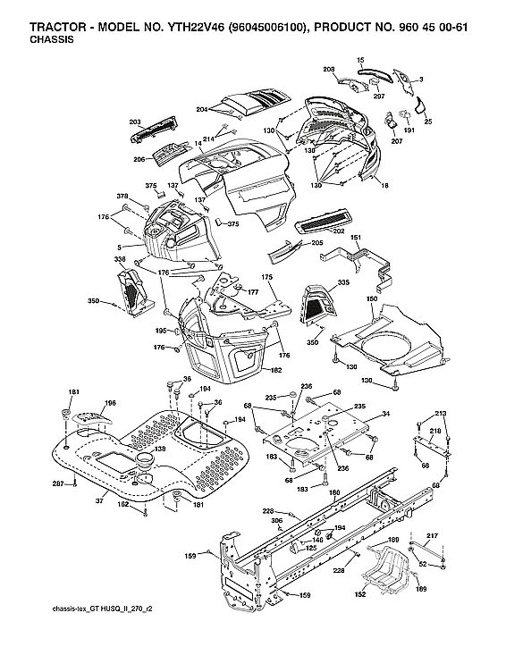 Husqvarna YTH22V46-96045006100 chassis diagram