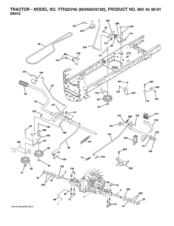 Husqvarna YTH22V46-96045006100 drive diagram