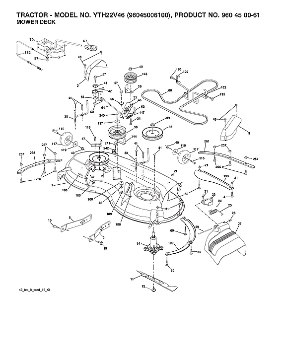 Husqvarna YTH22V46-96045006100 mower deck diagram