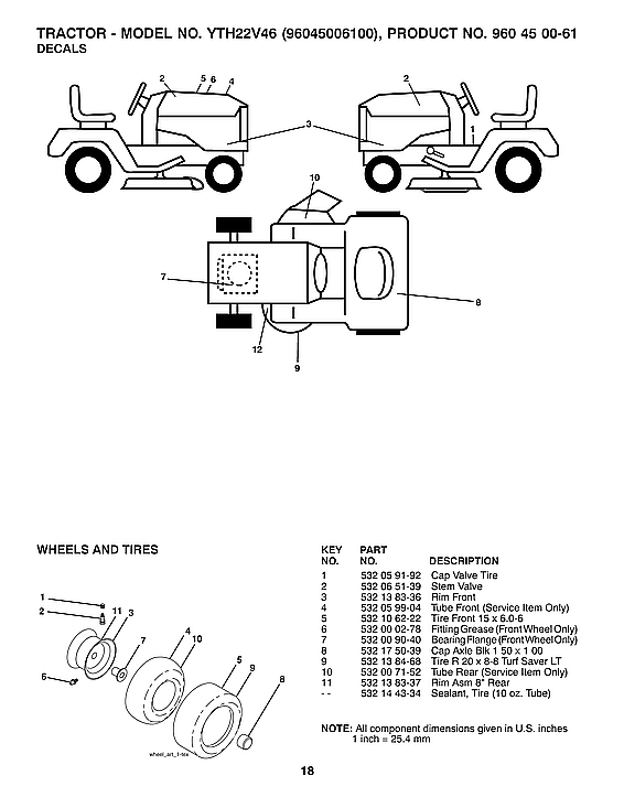 Husqvarna YTH22V46-96045006100 decals diagram