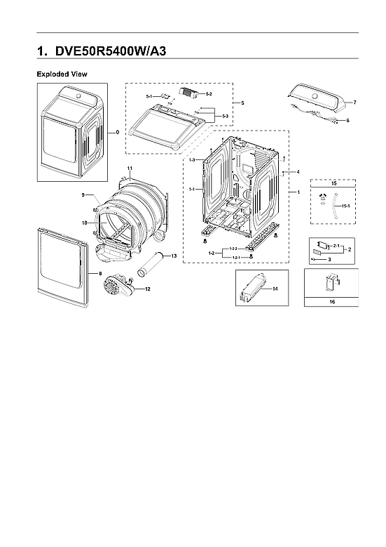 Samsung DVE50R5400W/A3-00 main unit diagram