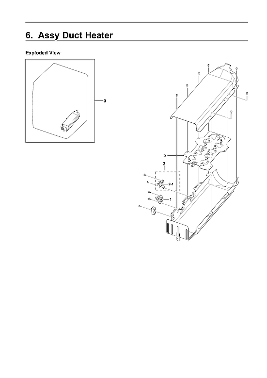 Samsung DVE50R5400W/A3-00 heater duct assy diagram