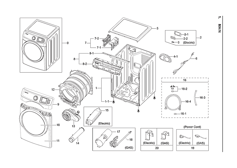 Samsung DV42H5200EW/A3-04 main assy diagram