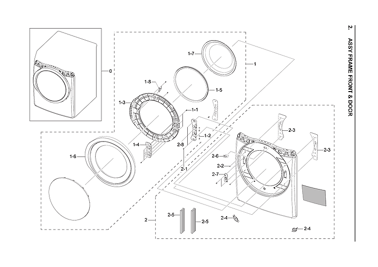 Samsung DV42H5200EW/A3-04 front frame/door assy diagram
