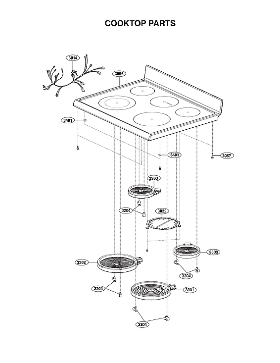 LG LRE3194BD/01 cooktop parts diagram