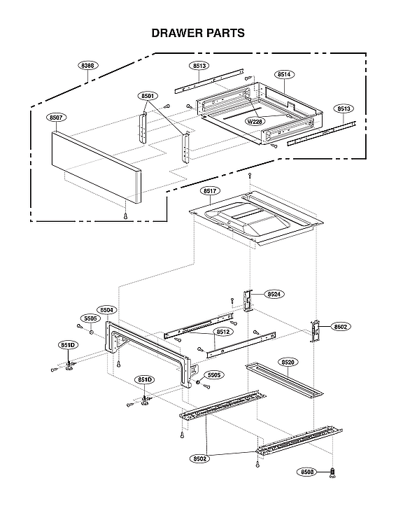LG LRE3194BD/01 drawer parts diagram