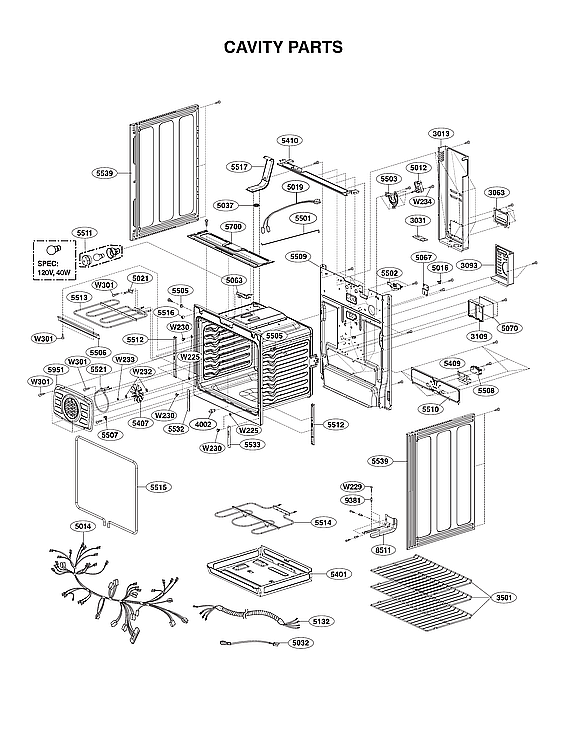 LG LRE3194BD/01 cavity parts diagram
