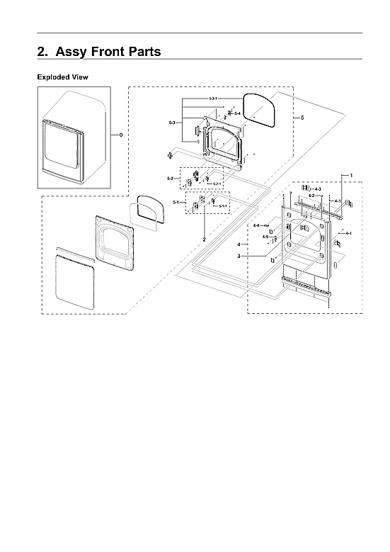 Samsung DVG50R5200W/A3-00 front parts assy diagram