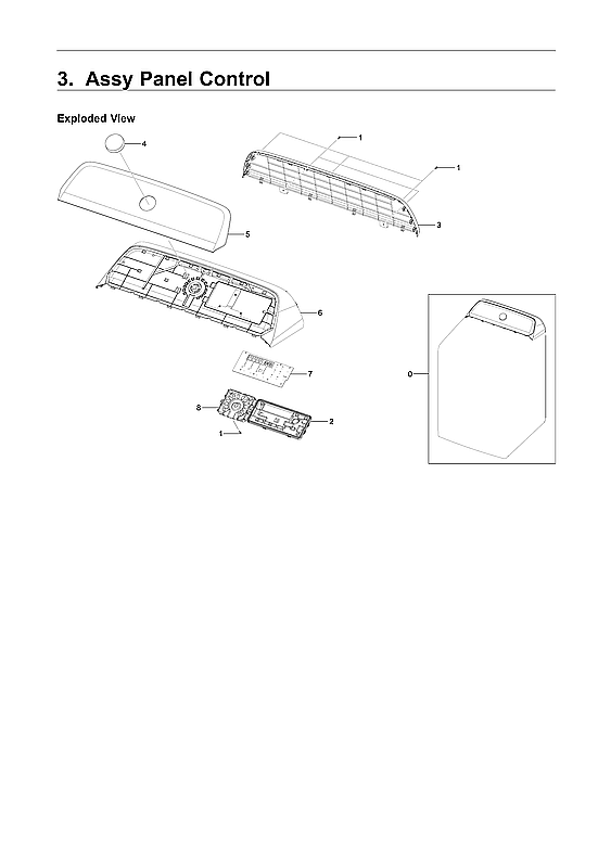 Samsung DVG50R5200W/A3-00 control panel assy diagram