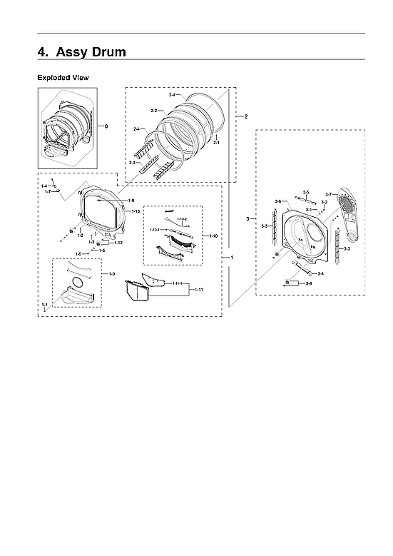 Samsung DVG50R5200W/A3-00 drum assy diagram