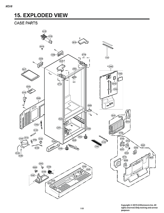 LG LRFXS2503D/00 case parts diagram