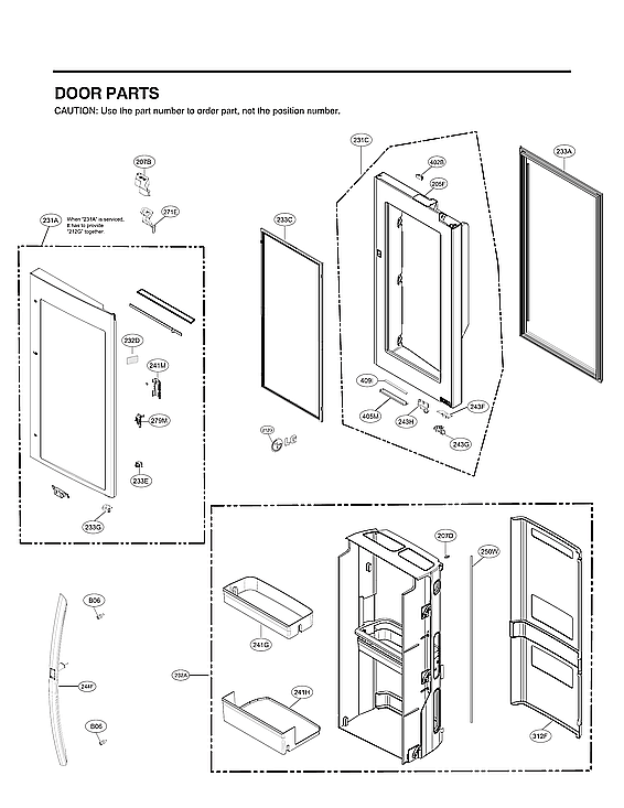 LG LRMDC2306D/00 refrigerator door parts diagram