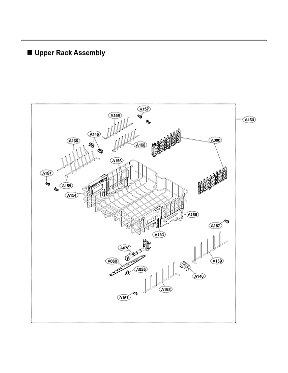 LG ADFD5448AT/00 upper rack assy diagram
