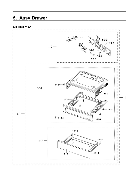 Samsung NX58R4311SS/AA-00 drawer assy diagram