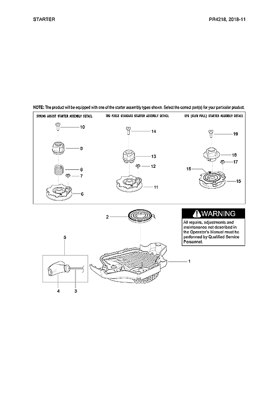 Poulan PR4218-967063801 starter parts diagram