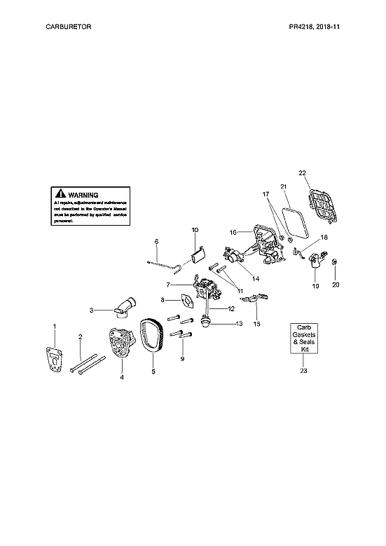 Poulan PR4218-967063801 carburetor parts diagram