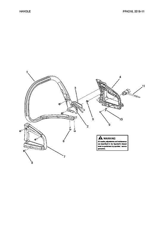 Poulan PR4218-967063801 handle parts diagram