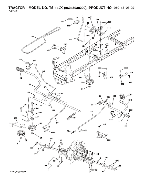 Husqvarna TS142X-96043030200 drive parts diagram