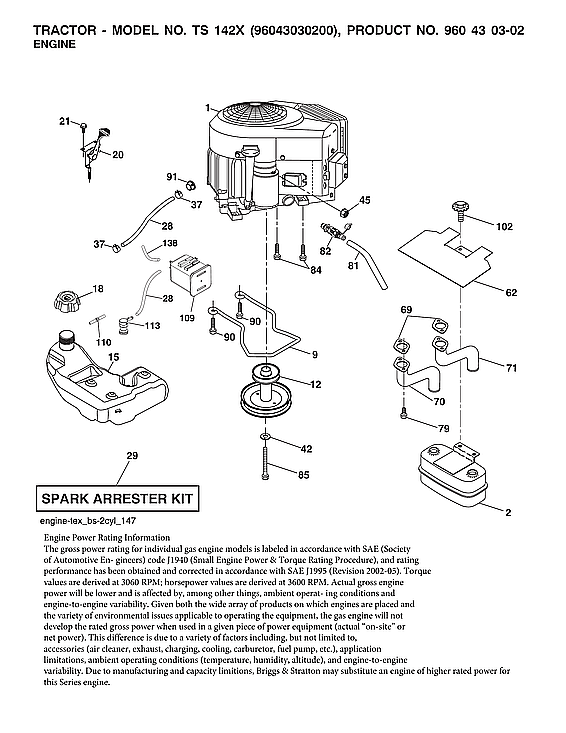 Husqvarna TS142X-96043030200 engine parts diagram