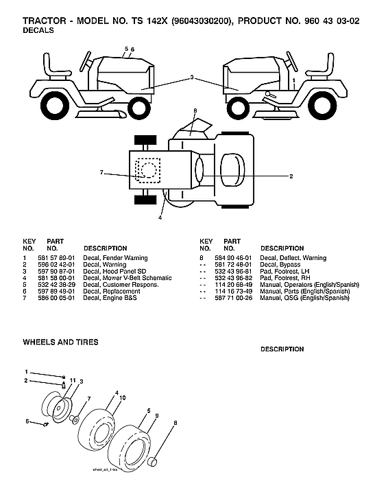 Husqvarna TS142X-96043030200 wheels & tires diagram