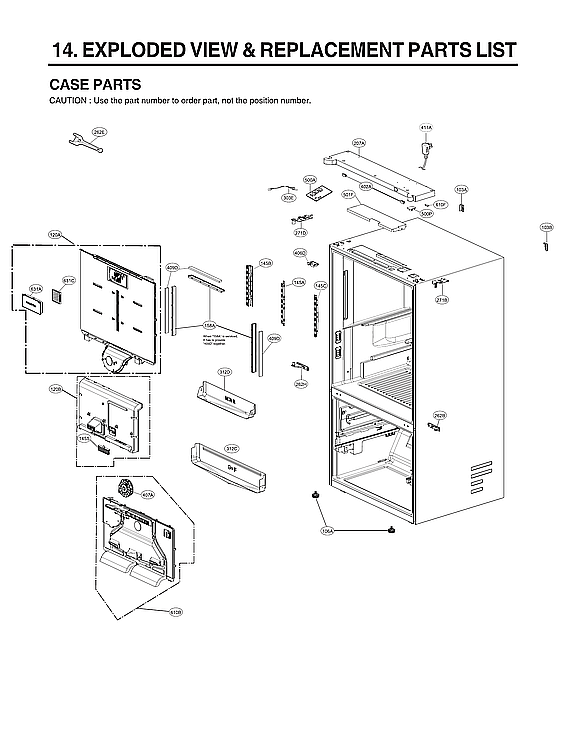 LG LRFXC2416S/01 case parts diagram
