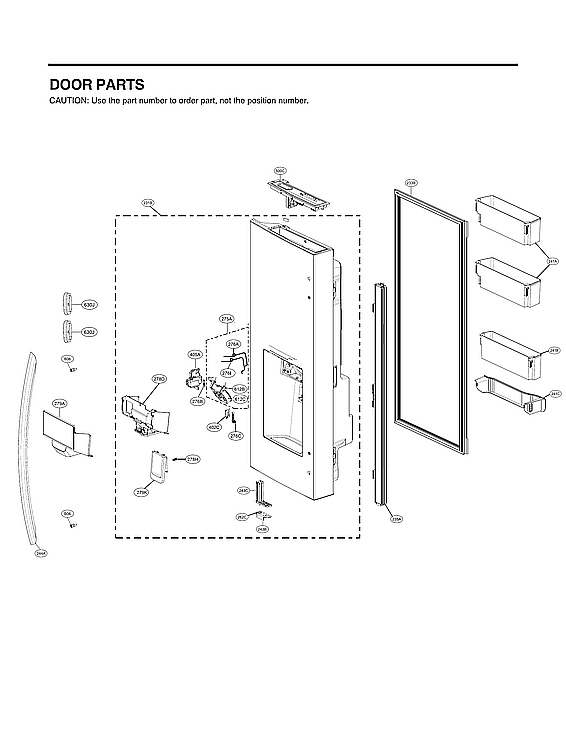 LG LRFXC2416S/01 dispenser door parts diagram
