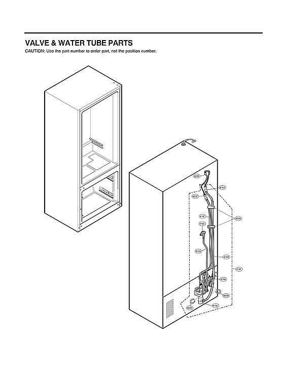 LG LRFXC2416S/01 valve & water tube parts diagram