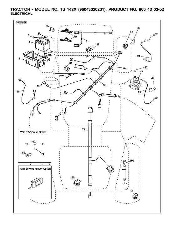 Husqvarna TS142X-96043030201 electrical diagram