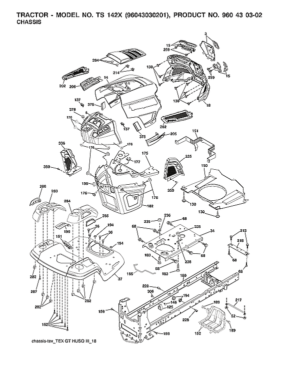 Husqvarna TS142X-96043030201 chassis diagram