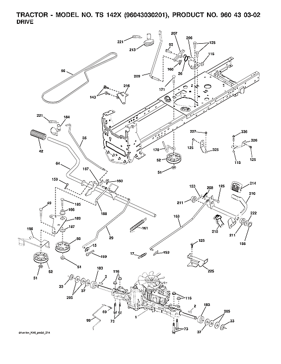 Husqvarna TS142X-96043030201 drive diagram