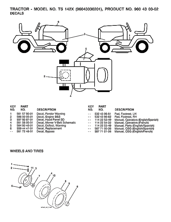 Husqvarna TS142X-96043030201 wheels diagram