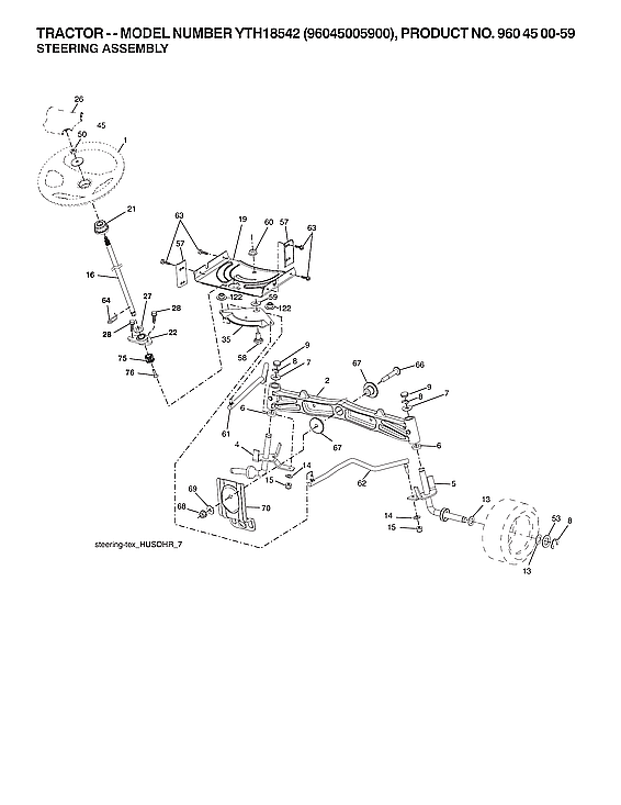 Husqvarna 96045005900 steering assy diagram