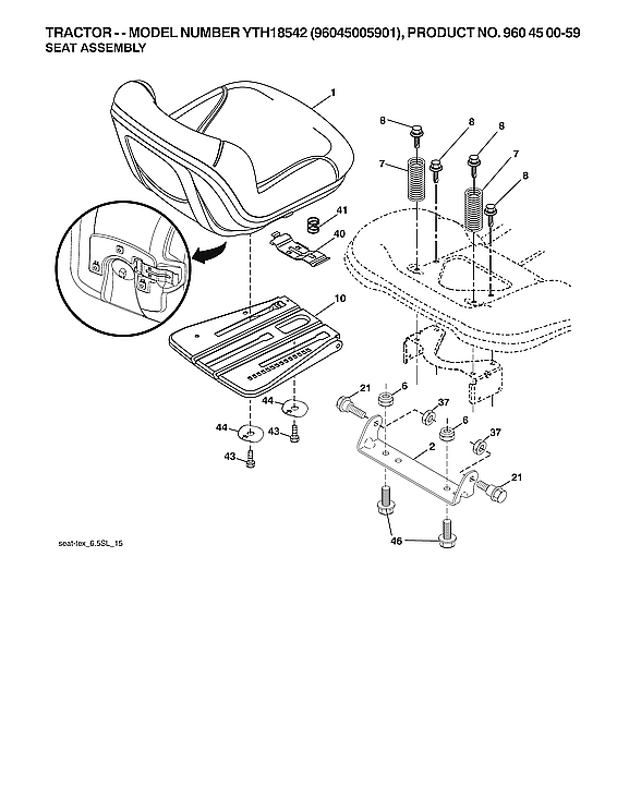 Husqvarna 96045005901 seat assy diagram
