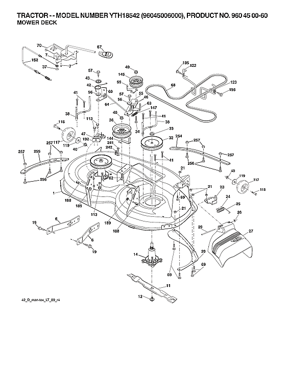 Husqvarna YTH18542-96045006000 mower deck diagram