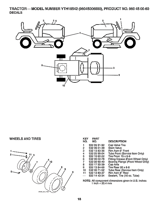 Husqvarna YTH18542-96045006000 decals diagram
