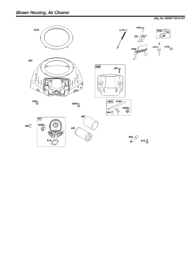 Husqvarna TS142X-96043030201 blower housing/air cleaner diagram