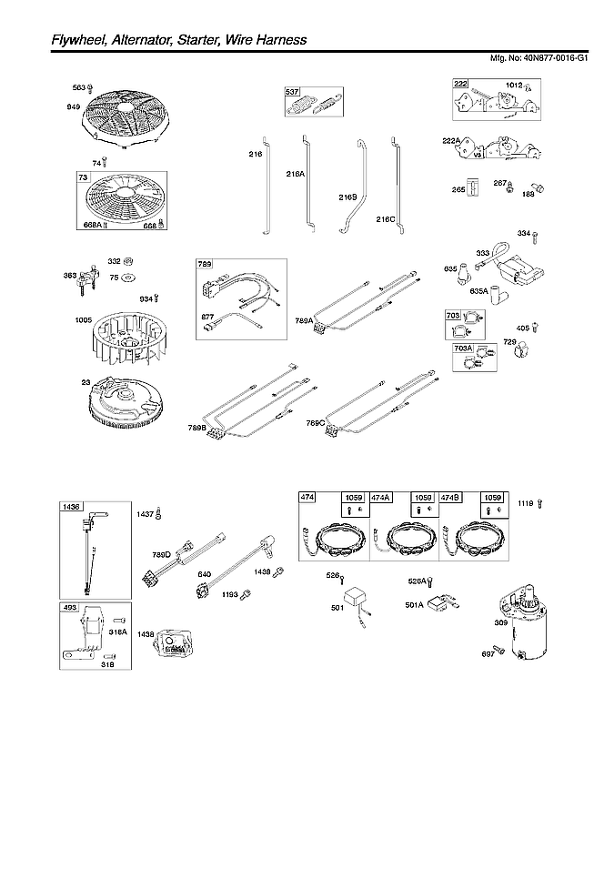 Husqvarna TS142X-96043030201 flywheel/alternator/wire harness diagram