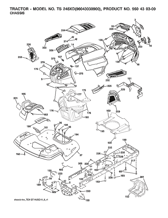 Husqvarna 96043030900 chassis diagram