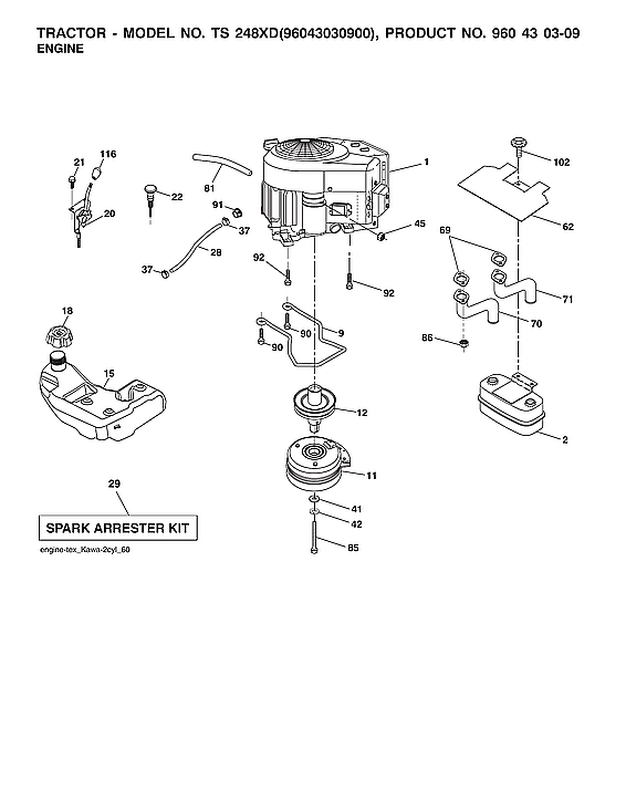 Husqvarna 96043030900 engine diagram